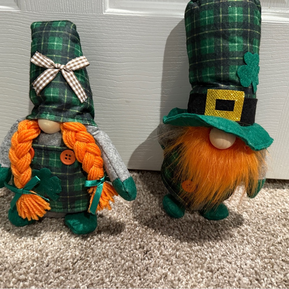 St Patricks Day - Plaid Green Gnome Decor Set